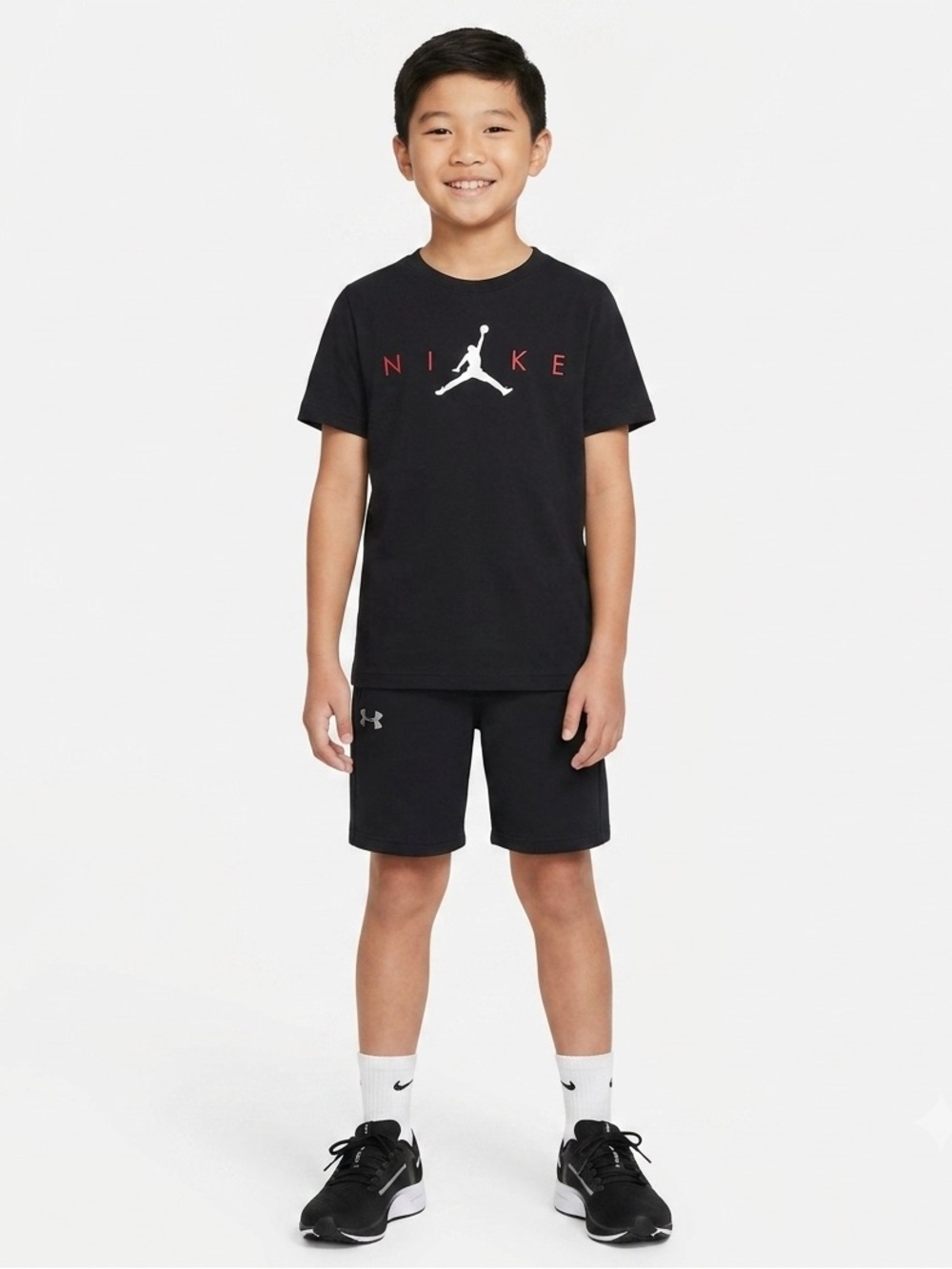 Under Armour Kids Black Shorts Medium, Jordan Basketball Tee Size Large Set